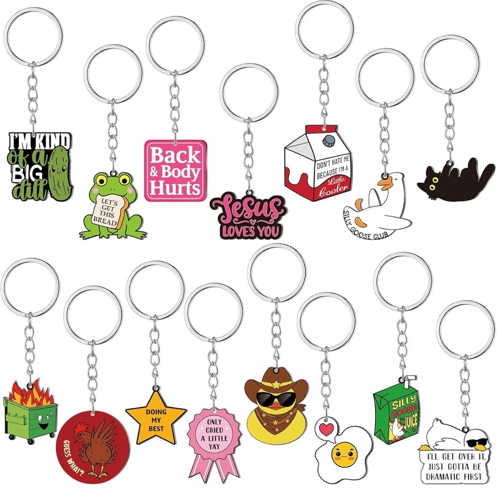 Only Cried A Little Pink Ribbon Keychain | Funny Novelty Gifts - Picture 3 of 10